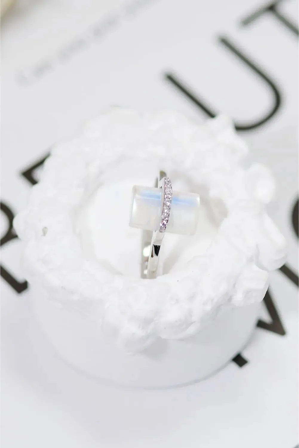 Natural Moonstone Platinum-Plated Ring Silver Moonstone - Tophatter Daily Deals